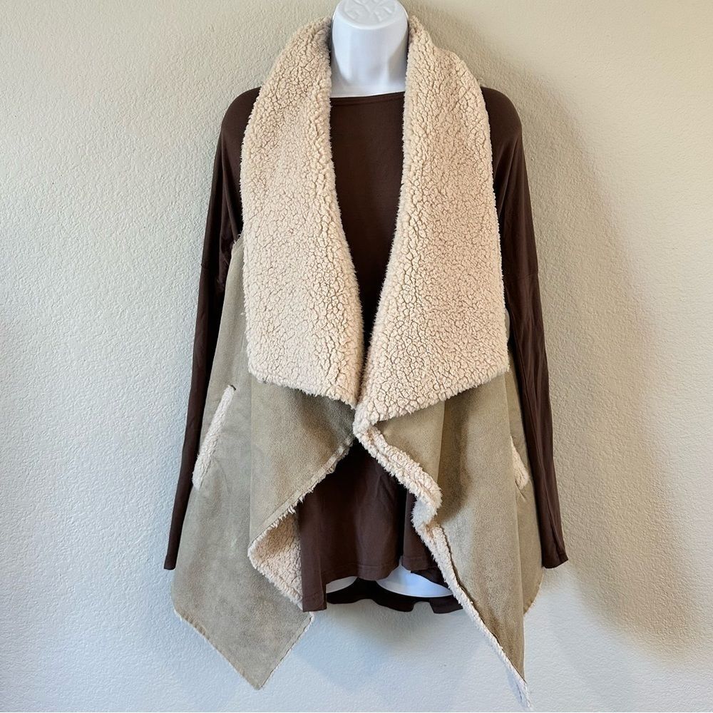 Boutique Faux Suede and Shearling Vest